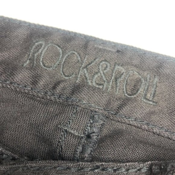 LIKE NEW BLACK ROCK & ROLL COWGIRL MIDRISE BOOT JEANS 31x32  CRYSTALS 💎 - Picture 6 of 13